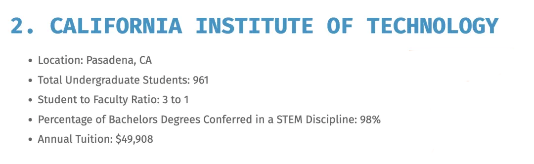 全美顶尖STEM专业大学排名：排第一的隐藏大佬不是MIT及加州理工  数据 第14张